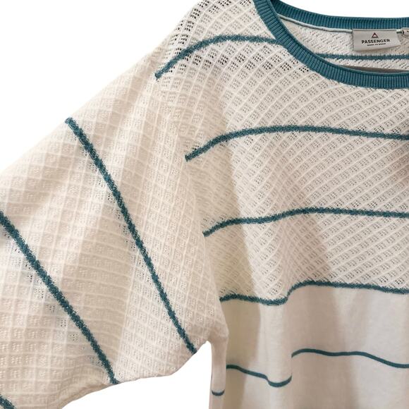 NWT Passenger Clothing Migrate Organic Knitted Jumper Sweater Blue Stripe XL - Picture 5 of 12